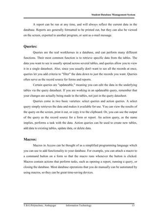 Student database management system | DOCX