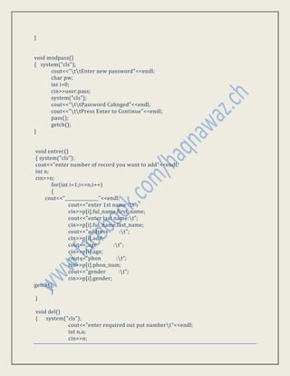 Student Data Base Using C/C++ Final Project | DOCX