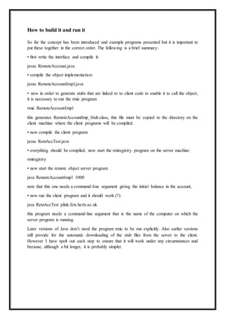 Report on mini project(Student database handling using RMI) | DOCX