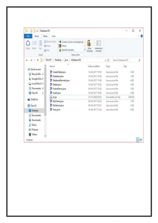 Report on mini project(Student database handling using RMI) | DOCX