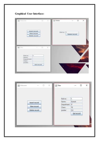 Report on mini project(Student database handling using RMI) | DOCX