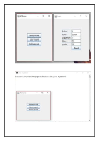 Report on mini project(Student database handling using RMI) | DOCX