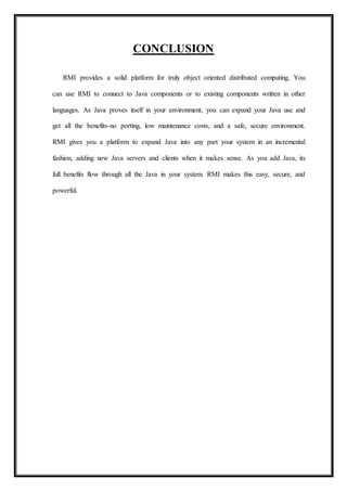 Report on mini project(Student database handling using RMI) | DOCX