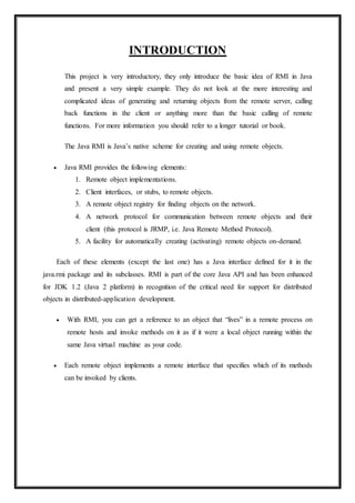 Report on mini project(Student database handling using RMI) | DOCX