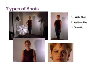 Types of Shots Wide Shot 2. Medium Shot 3. Close-Up 