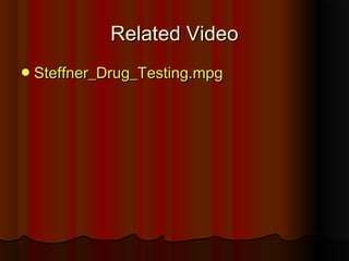 Related VideoRelated Video
Steffner_Drug_Testing.mpgSteffner_Drug_Testing.mpg
 