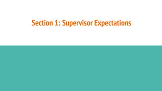 Section 1: Supervisor Expectations
 