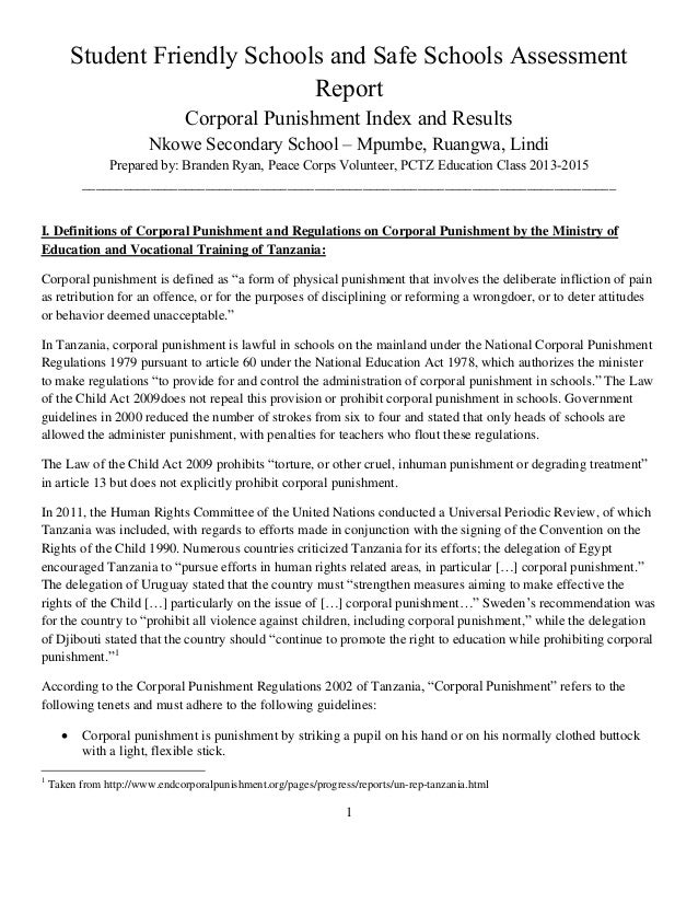 Student friendly schools and safe schools assessment report