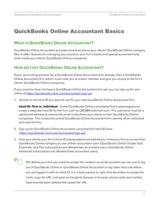 Student guide for quick books online accountant | PDF