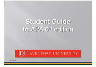 Student Guide To APA 6 Th Edition