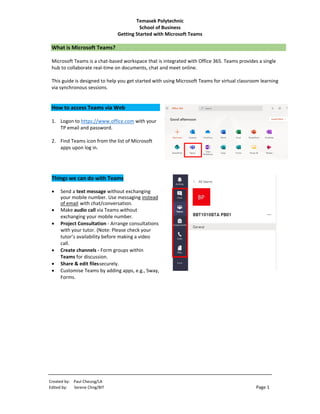 Student guide to Microsoft Teams | PDF
