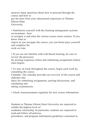 STUDENT GUIDE TO THOMAS EDISON STATE UNIVERSITY .docx