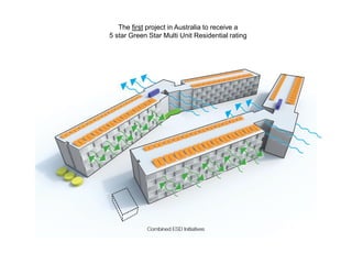 The first project in Australia to receive a
5 star Green Star Multi Unit Residential rating
 