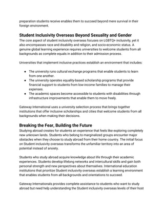 Student Inclusivity Overseas: Building Belonging Beyond Borders | PDF