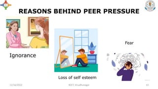 REASONS BEHIND PEER PRESSURE
Ignorance
11/16/2022 KCET, Virudhunagar 13
Loss of self esteem
Fear
 