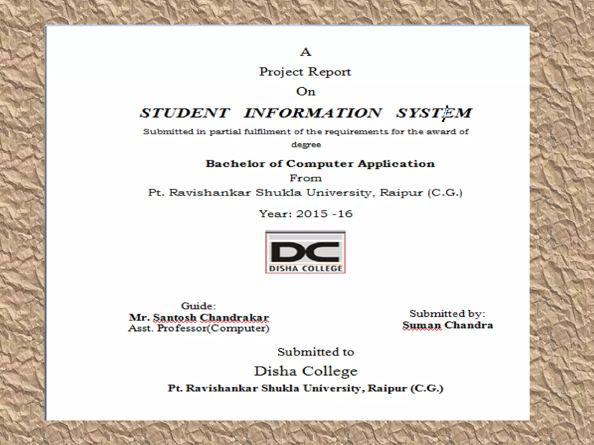 Student information system project report | PPTX | Computing ...
