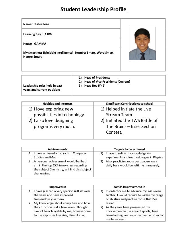 Student Leadership Profile