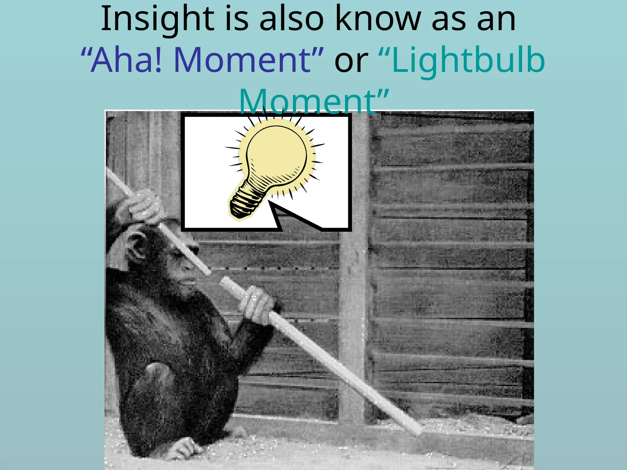 Insight is also know as an
“Aha! Moment” or “Lightbulb
Moment”
 