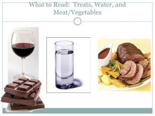 What to Read: Treats, Water, and
        Meat/Vegetables
 