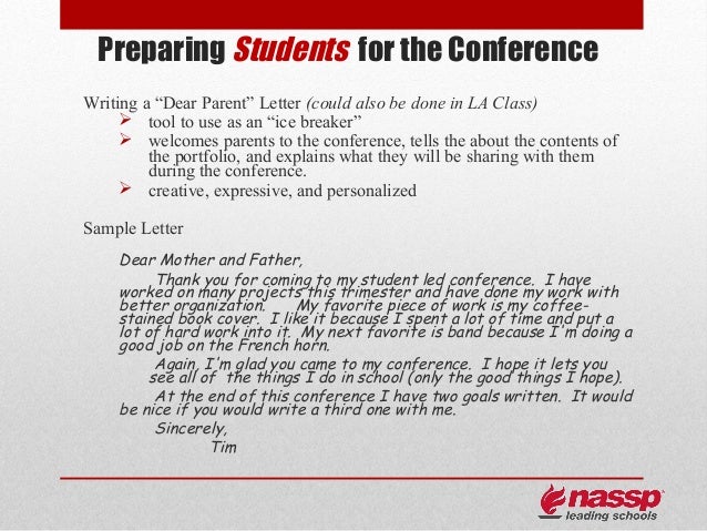 student led conferencing conference letters to parents