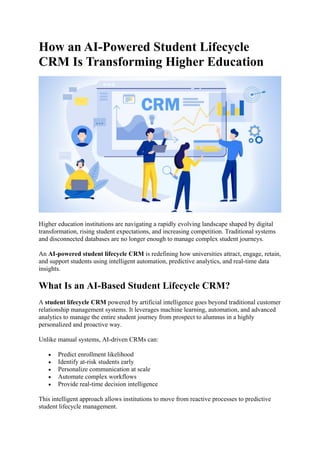 Student Lifecycle CRM for Higher Education | e2s | PDF