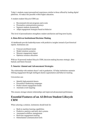 Student Lifecycle CRM for Higher Education | e2s | PDF