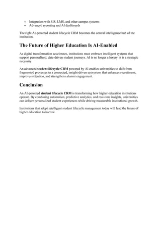 Student Lifecycle CRM for Higher Education | e2s | PDF