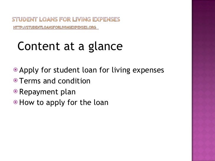 Student loans for living expenses