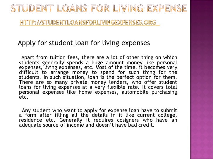 Student loans for living expenses