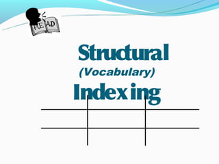 
    Structural
    (Vocabulary)

    Indexing
 
