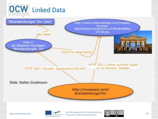 Linked Data
opencourseware.eu
with the support of the Lifelong Learning
Programme of the European Union
20
Slide: Stefan Gradmann
 