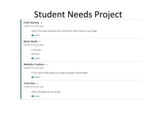 Student Needs Project
Evidence of Learning
 