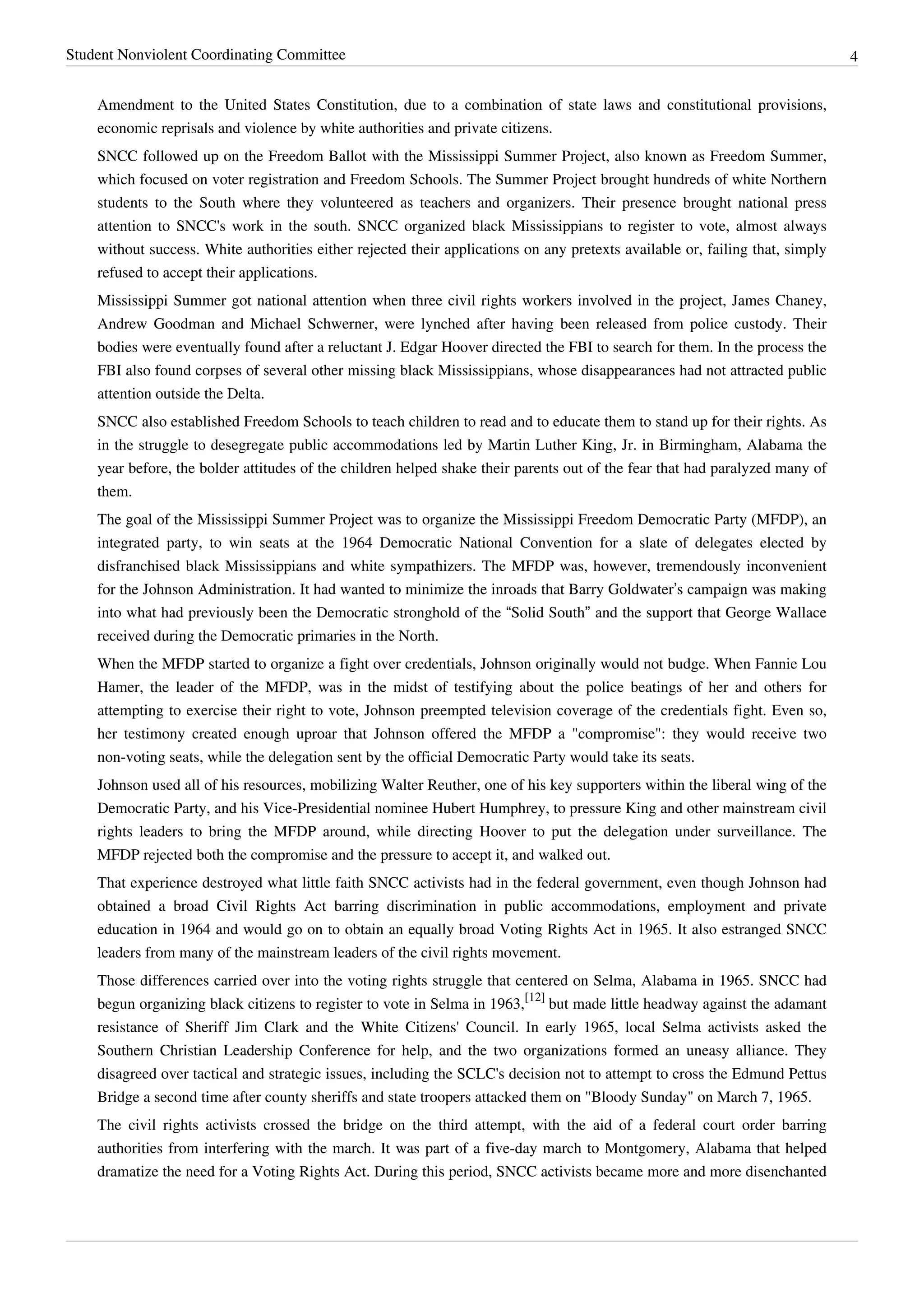 Student Nonviolent Coordinating Committee Position Paper the Basis of ...