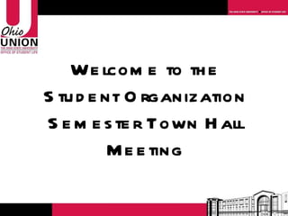 Welcome to the Student Organization Semester Town Hall Meeting 