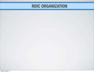 RDIC ORGANIZATION
Friday, July 26, 13
 