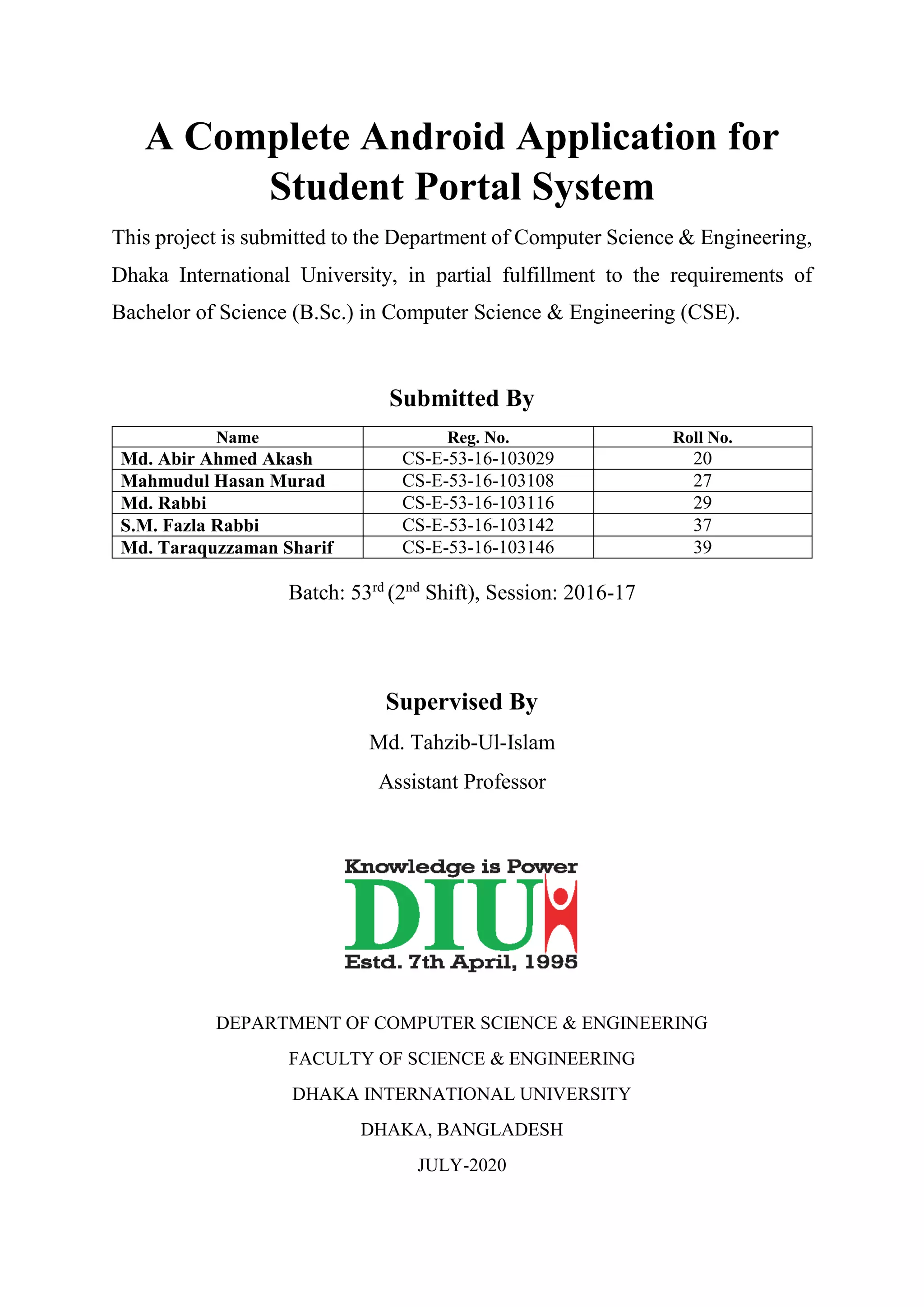 Student portal system application -Project Book | PDF