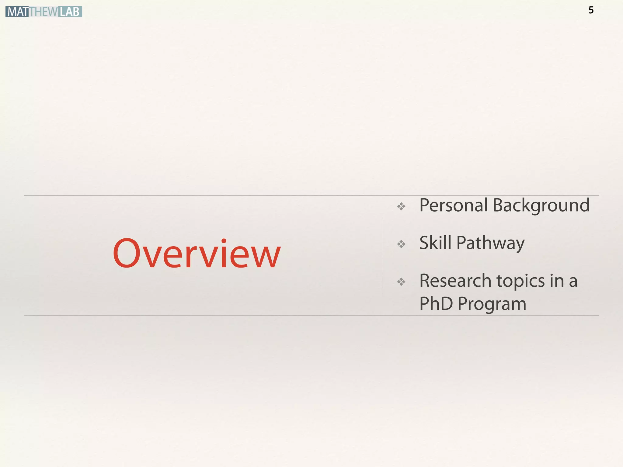 Overview
❖ Personal Background
❖ Skill Pathway
❖ Expected Job
Positions
5
 