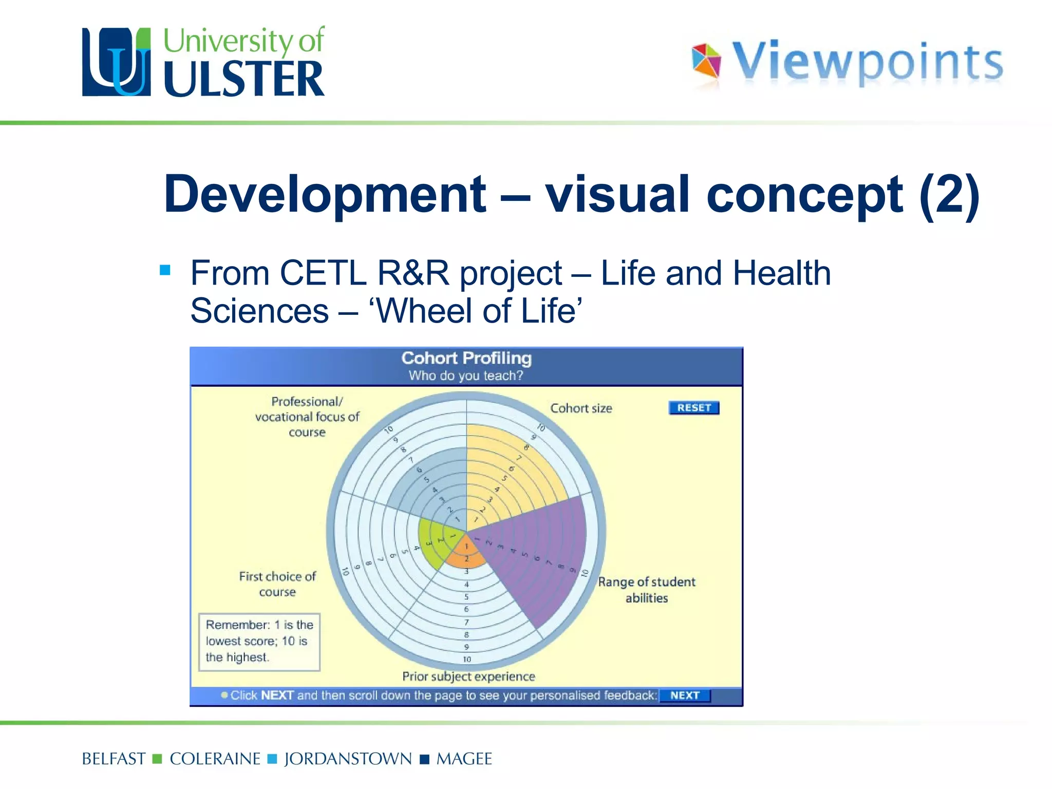 Development – visual concept (2) From CETL R&R project  –  Life and Health Sciences  –  ‘Wheel of Life’ 