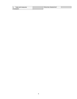 • Tests and measures Outcomes Assessment
Evaluation
6
 