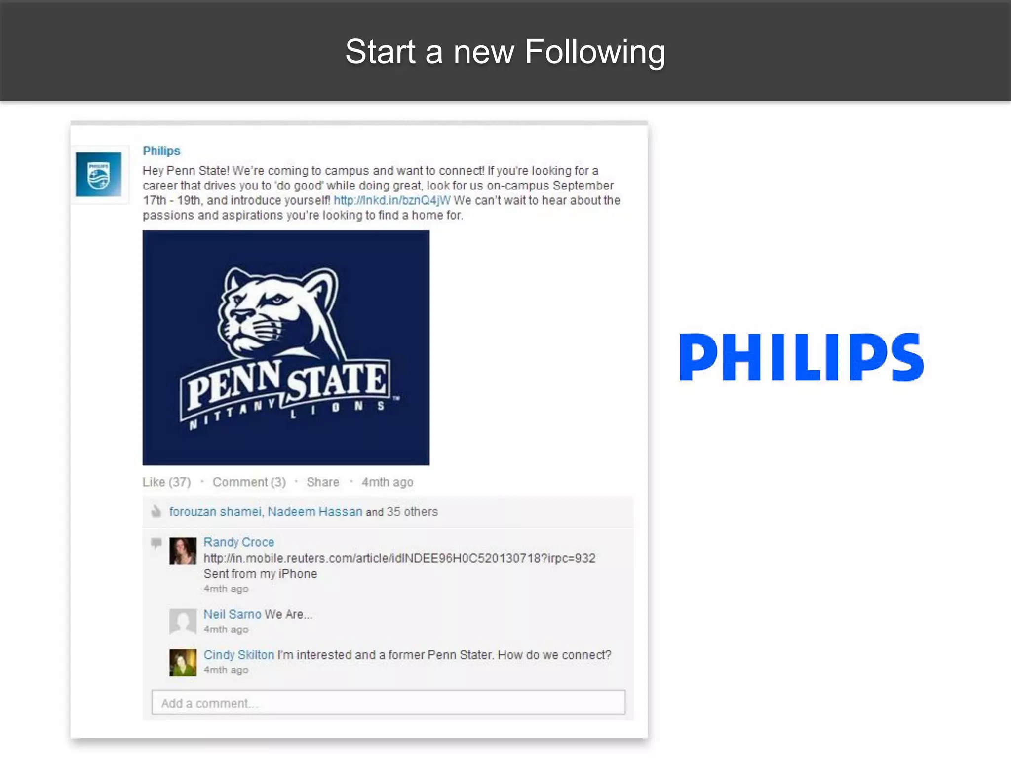 Start a new Following
 