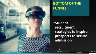 BOTTOM OF THE
FUNNEL:
Student
recruitment
strategies to inspire
prospects to secure
admission
PAGE 29
First Skill Second Skill
Third Skill
Conclusion
 
