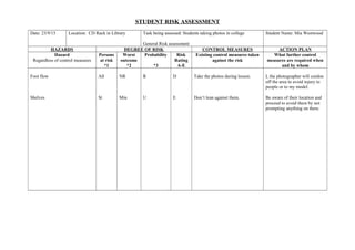 Preliminary Risk Assessment 1 | PPT