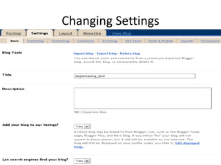 Changing Settings