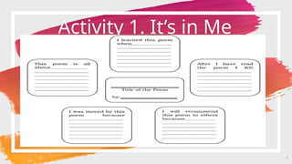 Activity 1. It’s in Me
4
 