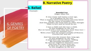 6. GENRES
OF POETRY
41
B. Narrative Poetry
b. Ballad
 
