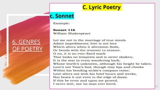 6. GENRES
OF POETRY
50
C. Lyric Poetry
c. Sonnet
 