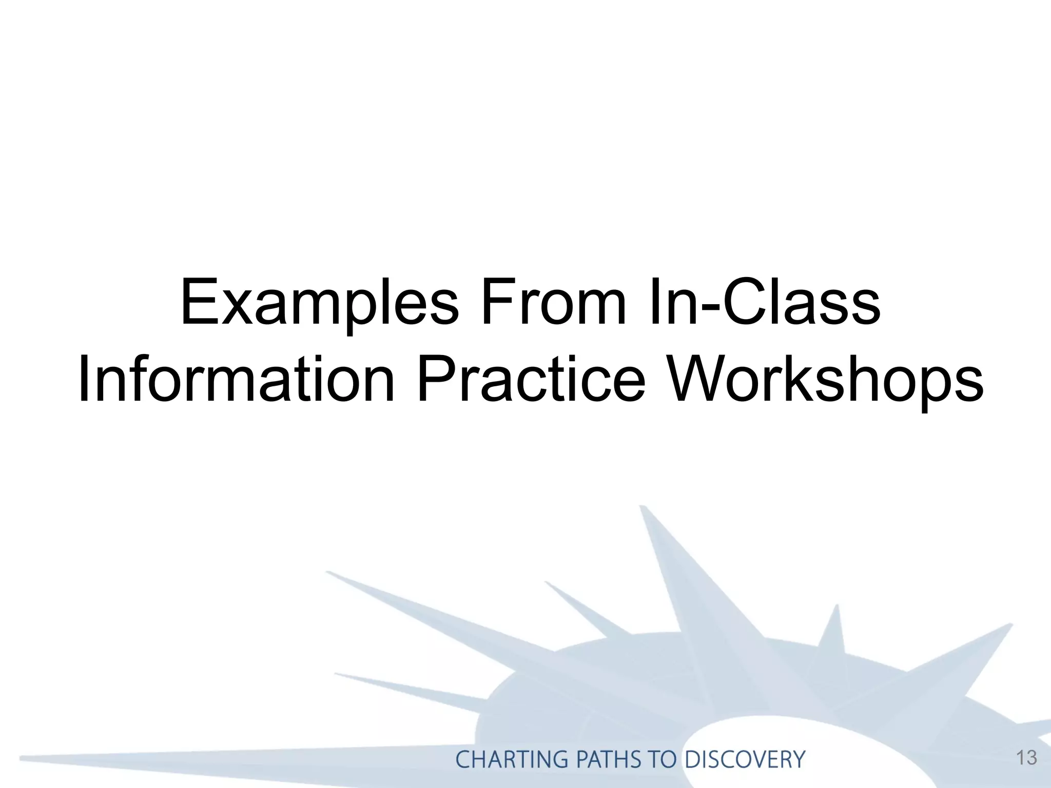 Examples From In-Class Information Practice Workshops 