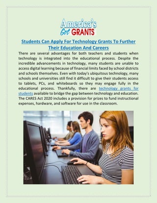 Students Can Apply For Technology Grants To Further Their 