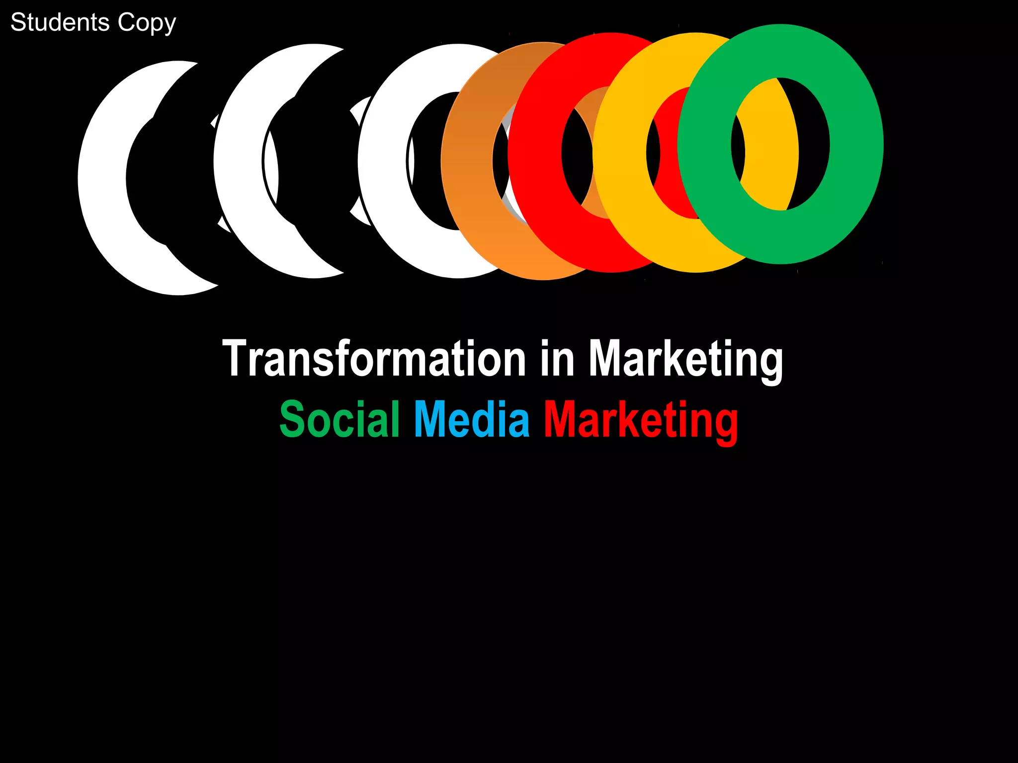 Transformation in Marketing
Social Media Marketing
Students Copy
