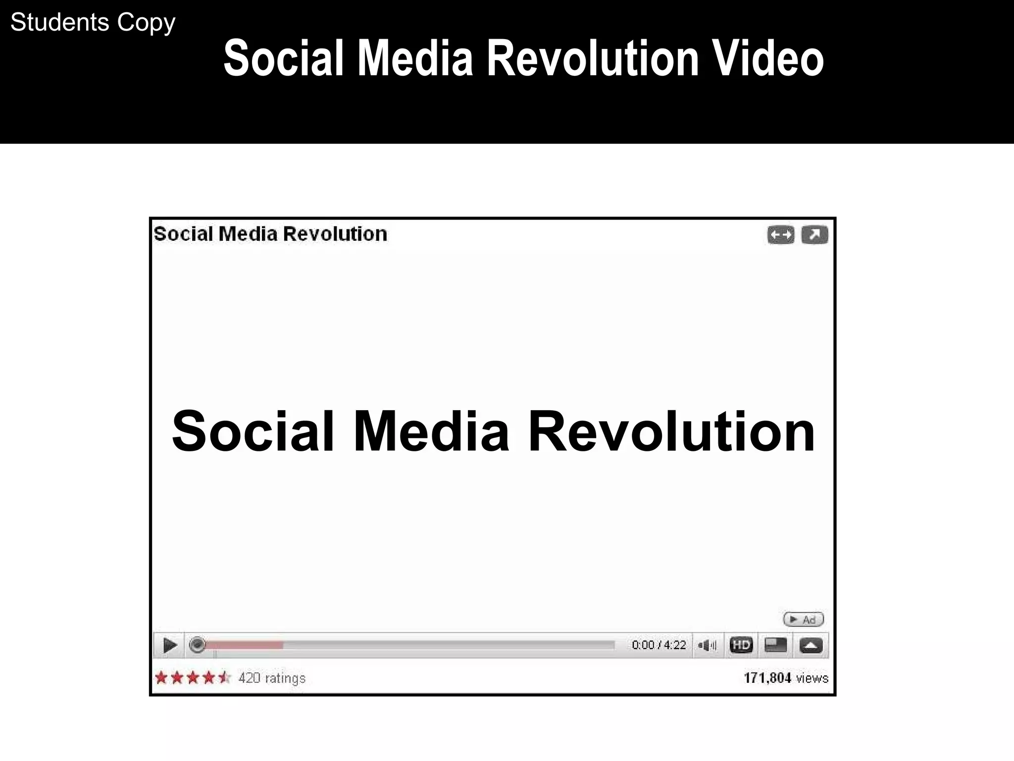 Social Media Revolution Video
Social Media Revolution
Students Copy